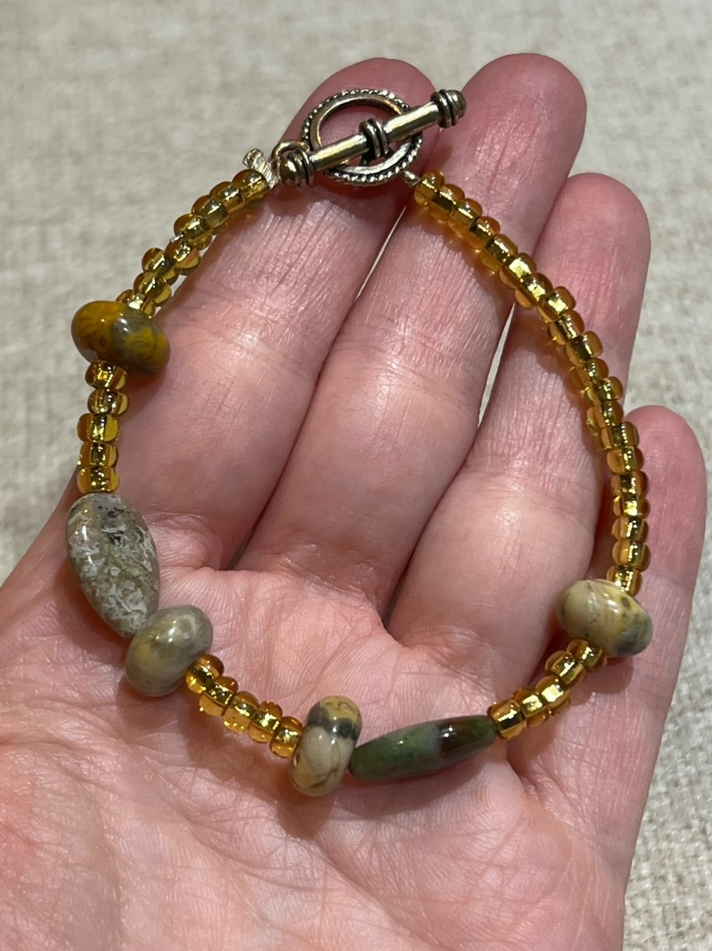 Beaded Stone Toggle Bracelet